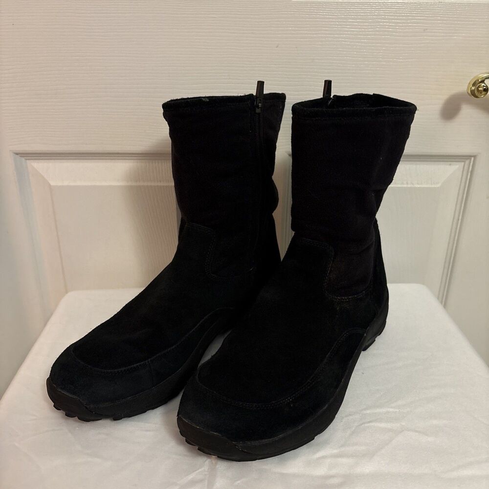 L.L. Bean Men's Black Suede Side Zipper Insulated Winter Warm Cozy Boots, sz 11M